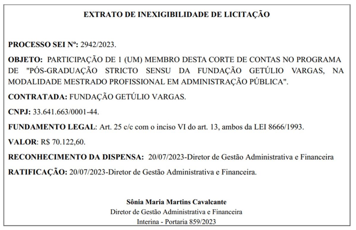 Documento que autoriza Bismarck a participar do mestrado no Rio de Janeiro