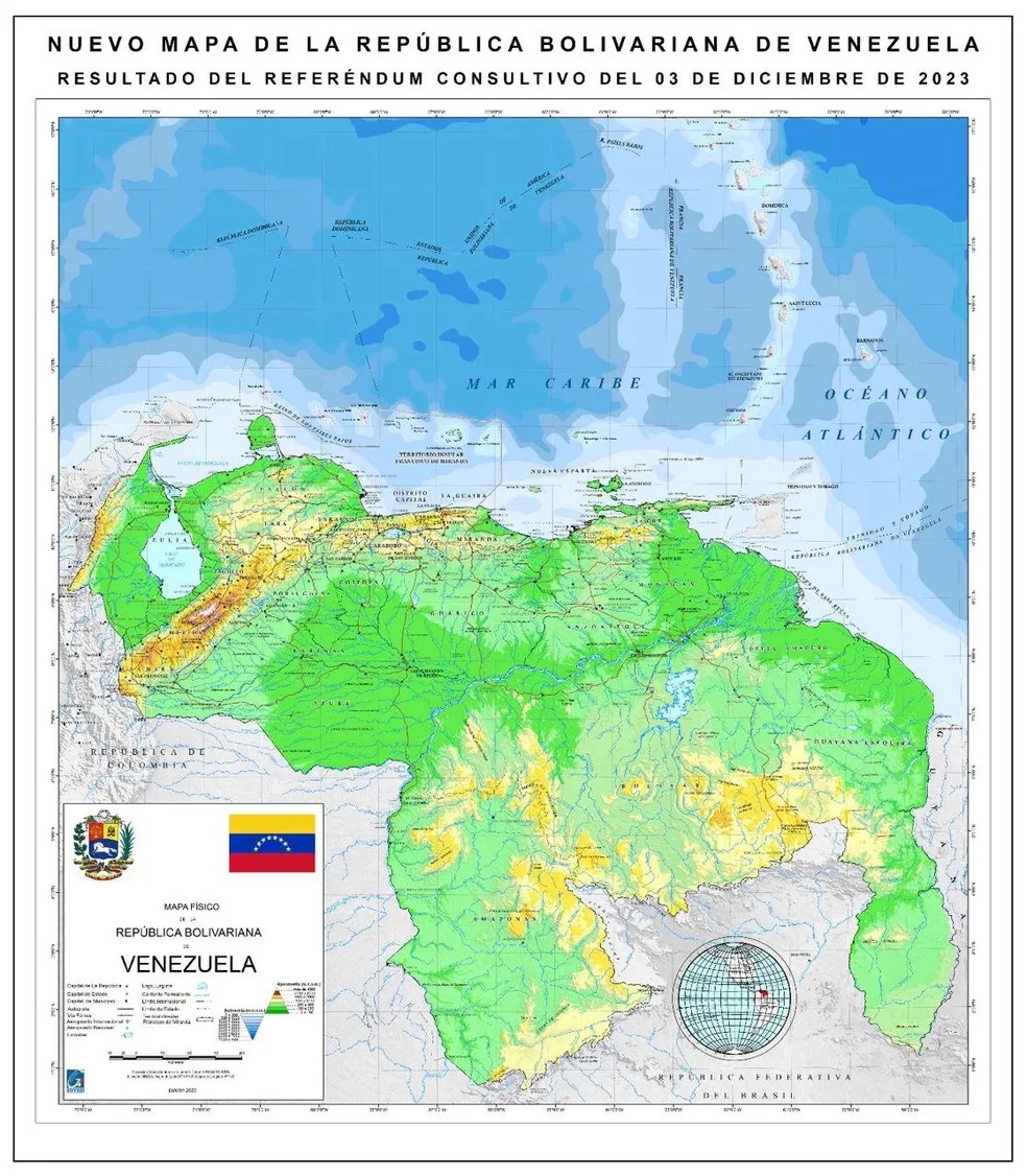 Configuração do novo mapa da Venezuela divulgadop por Nicolás Maduro - Goto: Foto: Reprodução